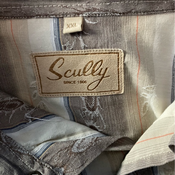 Vintage Scully Western SZ XXL Brown and White Casual Button Down Cowboy Shirt - Picture 3 of 11